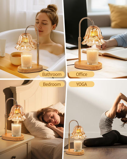 Flame-free candle warmer with adjustable lamp pole for safe scent in homes with kids and pets