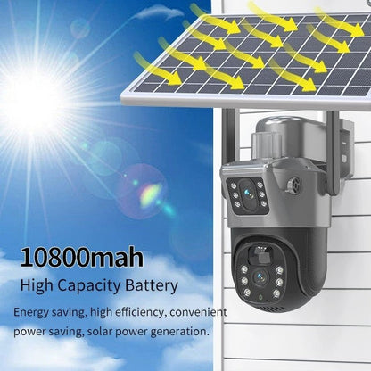 4G solar security camera with dual lens and PTZ for remote properties
