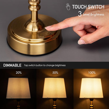 Cordless table lamp with rechargeable battery, portable for apartment dwellers