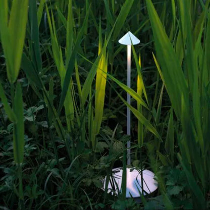 Cordless LED table lamp on a patio table for outdoor ambiance