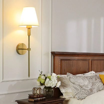 Cordless wall sconce with fabric shade for renters