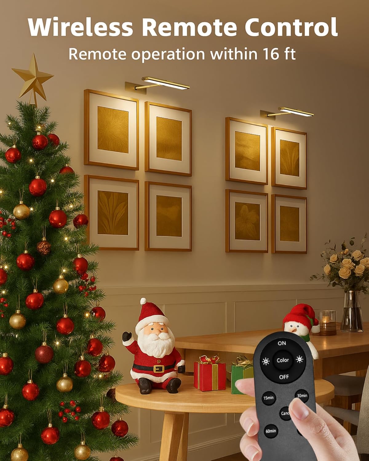 Wireless rechargeable picture light with magnetic mount for renters