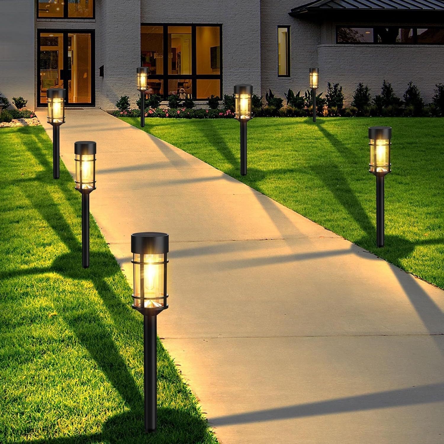 Decorative solar path light with tungsten wire for garden walkways