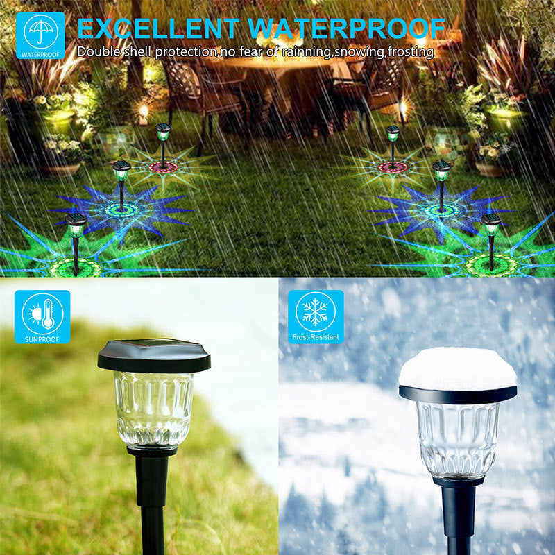 Decorative glass solar garden light with colorful RGB glow for outdoor ambiance