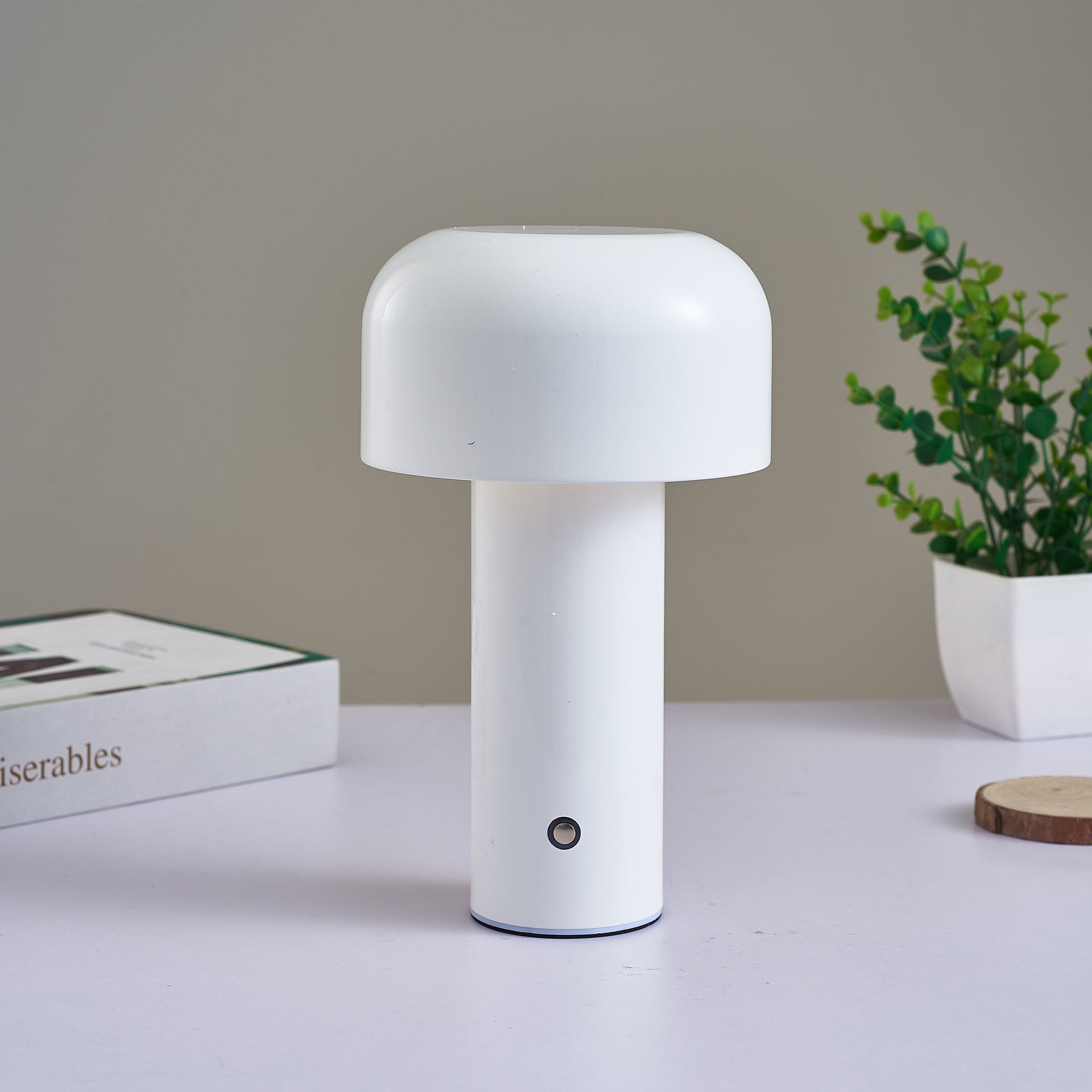 Cordless touch table lamp with mushroom design for bedroom use