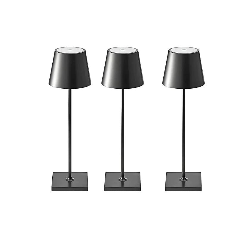 Cordless waterproof table lamp on an outdoor dining table for patio use
