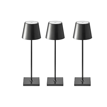 Cordless waterproof table lamp on an outdoor dining table for patio use