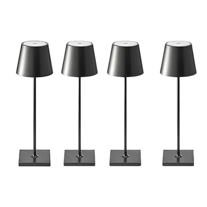 Cordless waterproof table lamp on an outdoor dining table for patio use
