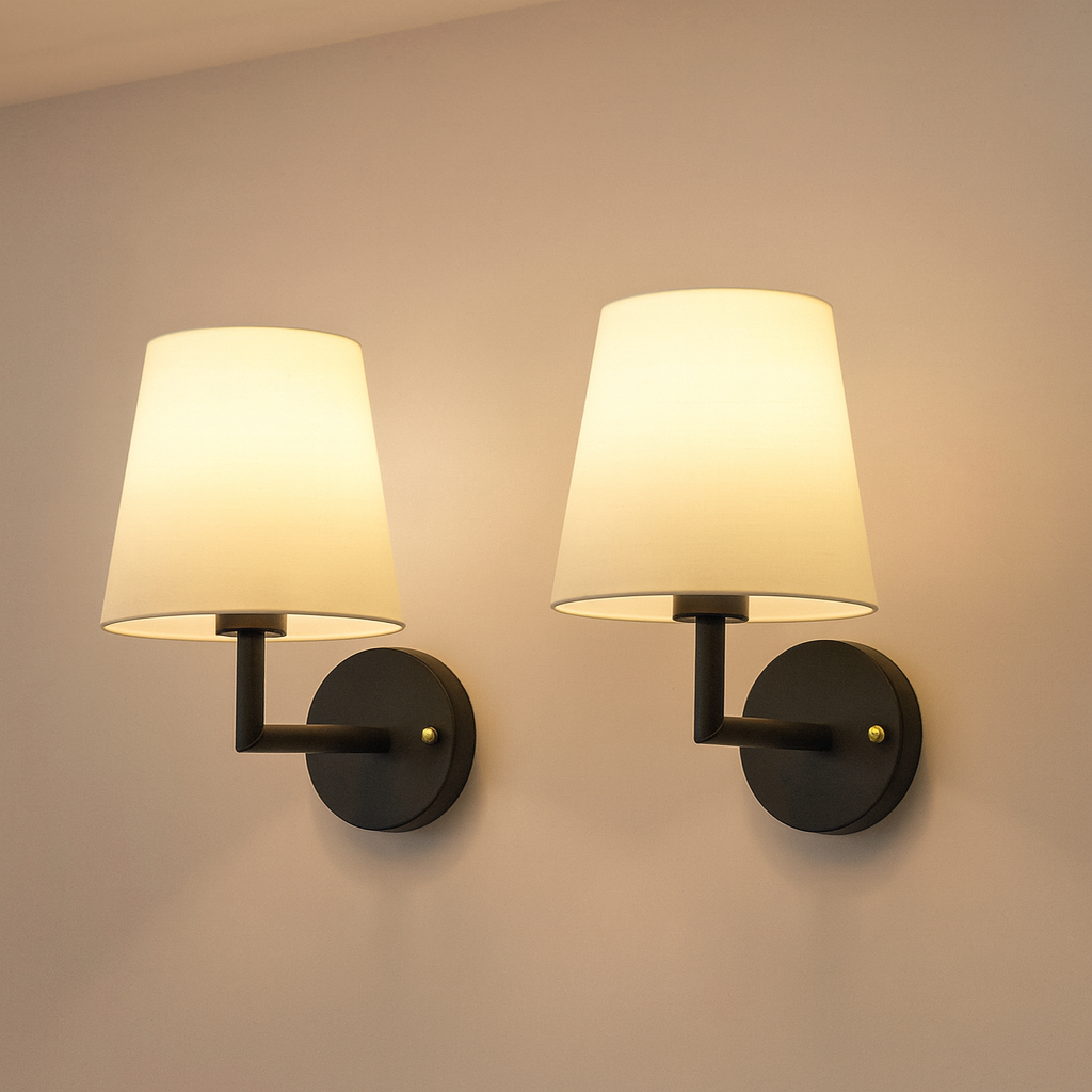 Wireless fabric wall sconce with remote control for renters