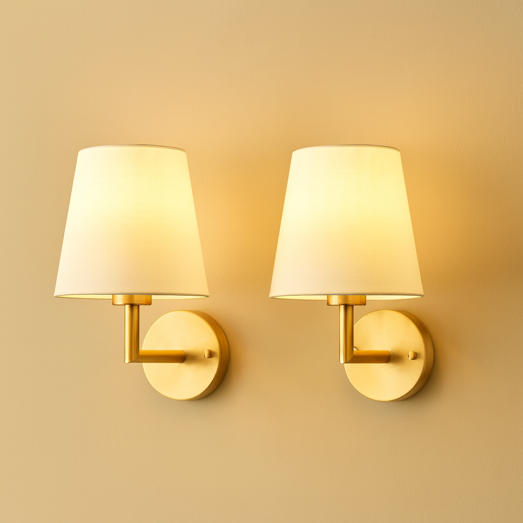 Wireless fabric wall sconce with remote control for renters