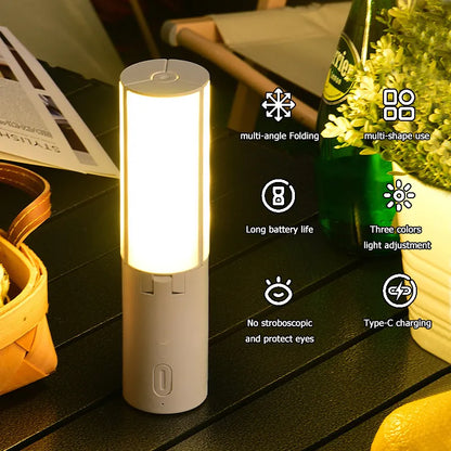 Folding camping lantern with three color modes, compact and portable for campers and hikers