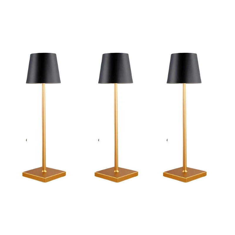 Cordless waterproof table lamp on an outdoor dining table for patio use