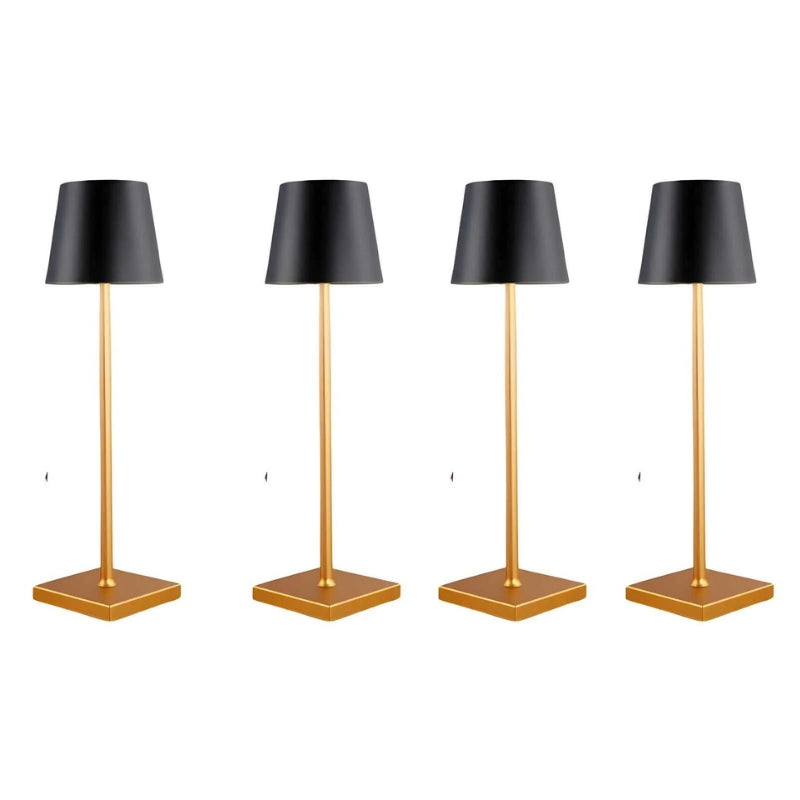 Cordless waterproof table lamp on an outdoor dining table for patio use