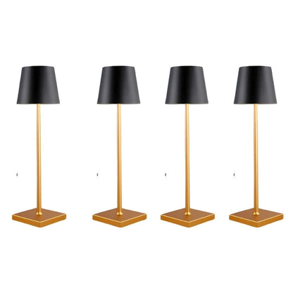 Cordless waterproof table lamp on an outdoor dining table for patio use