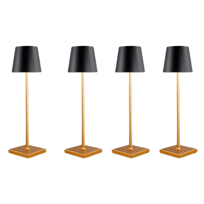 Cordless waterproof table lamp on an outdoor dining table for patio use