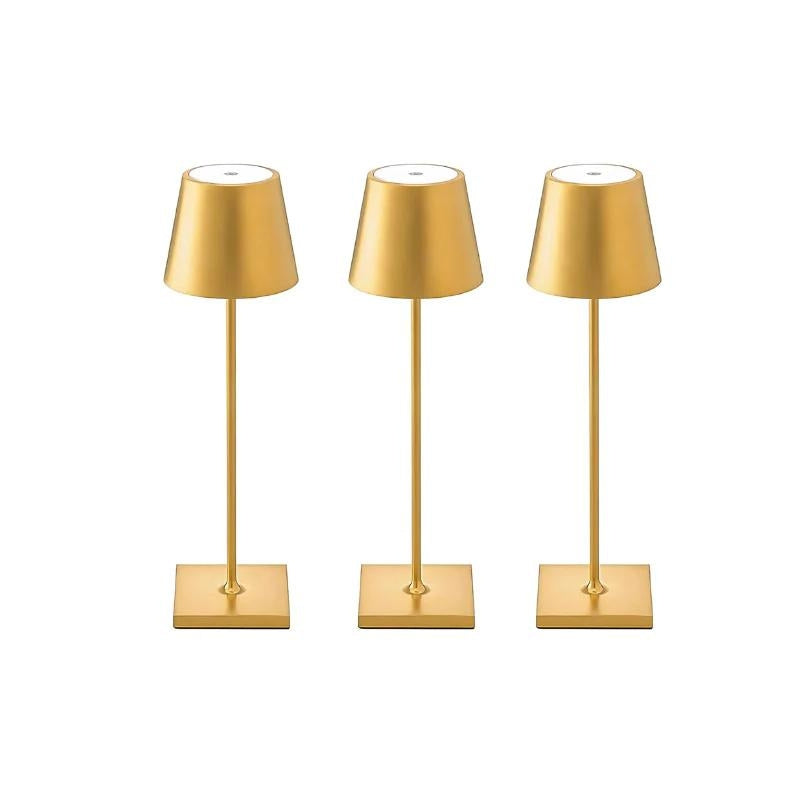 Cordless waterproof table lamp on an outdoor dining table for patio use