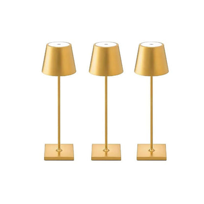 Cordless waterproof table lamp on an outdoor dining table for patio use