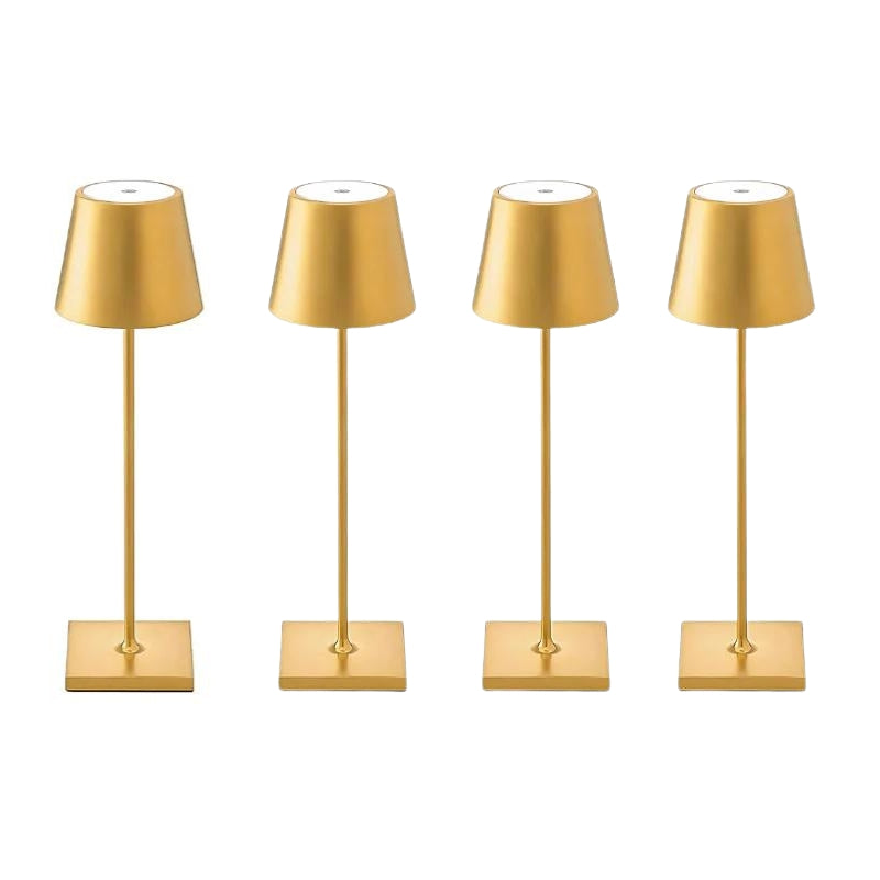 Cordless waterproof table lamp on an outdoor dining table for patio use