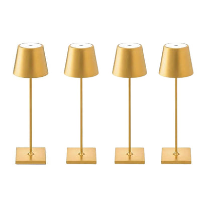 Cordless waterproof table lamp on an outdoor dining table for patio use