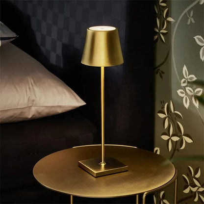 Cordless waterproof table lamp on an outdoor dining table for patio use