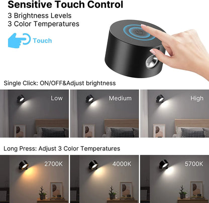 Cordless wall sconce with remote control for renters and homeowners
