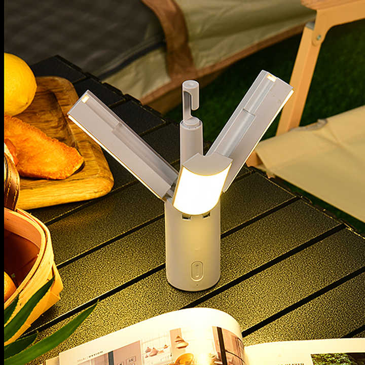 Folding camping lantern with three color modes, compact and portable for campers and hikers