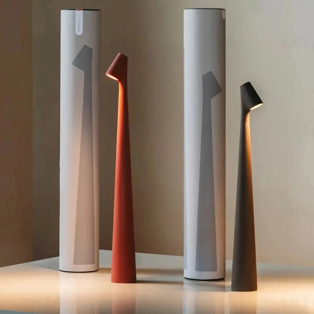Cordless reading lamp with downward shade on a nightstand, ideal for apartment dwellers and students