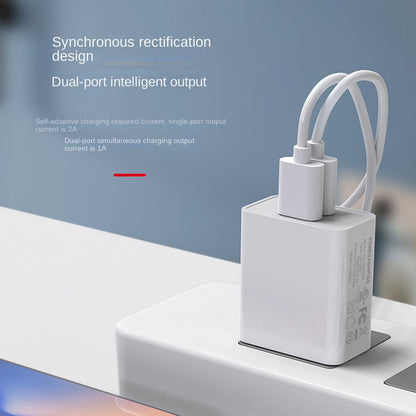 Compact dual-port USB wall charger for travelers