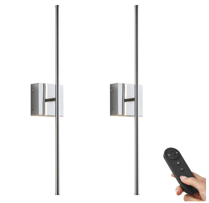 Set of two vintage-style rechargeable wall sconces with metal accents for renters
