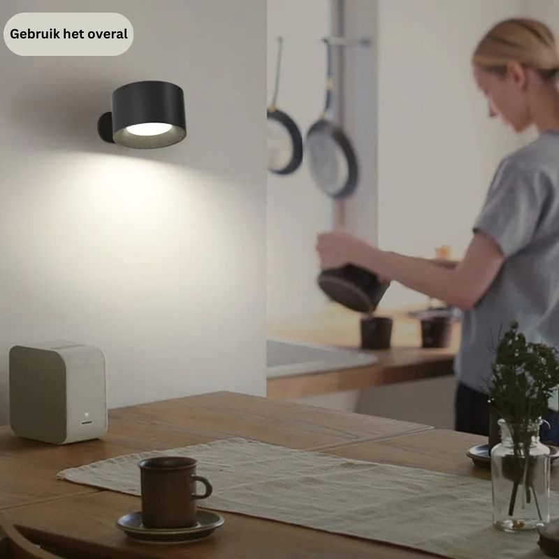 Cordless wall lamp with adhesive mount for renters, no drilling needed