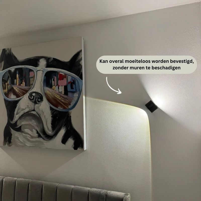 Cordless wall lamp with adhesive mount for renters, no drilling needed