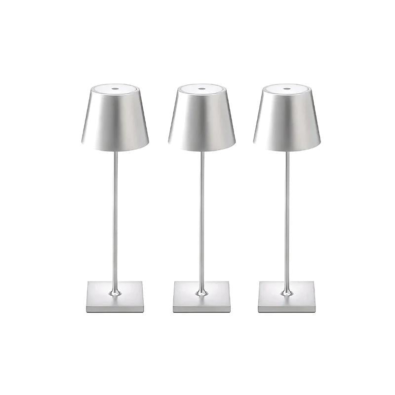 Cordless waterproof table lamp on an outdoor dining table for patio use