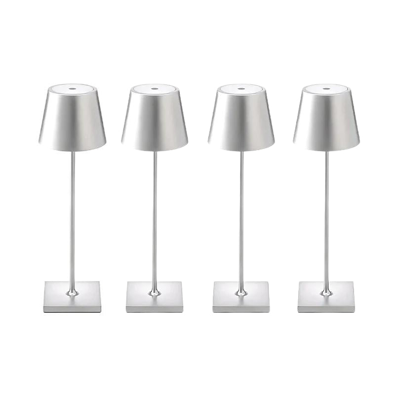 Cordless waterproof table lamp on an outdoor dining table for patio use