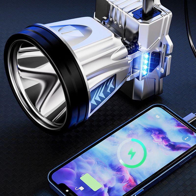 Rechargeable headlamp with power bank for campers and hikers