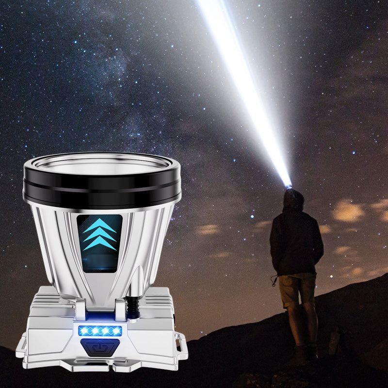 Rechargeable headlamp with power bank for campers and hikers