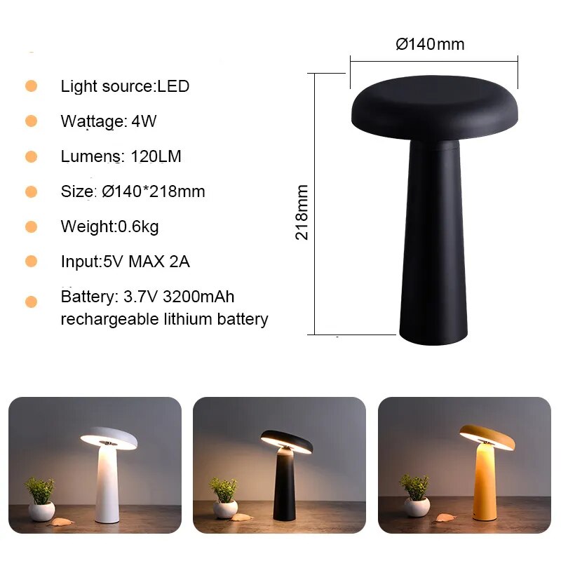 Cordless rechargeable LED table lamp for students and remote workers