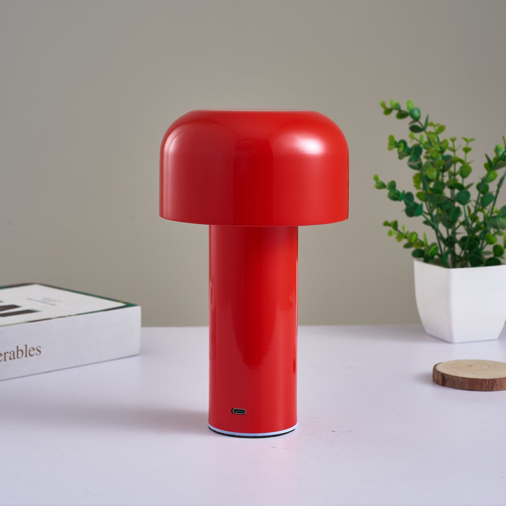 Cordless touch table lamp with mushroom design for bedroom use