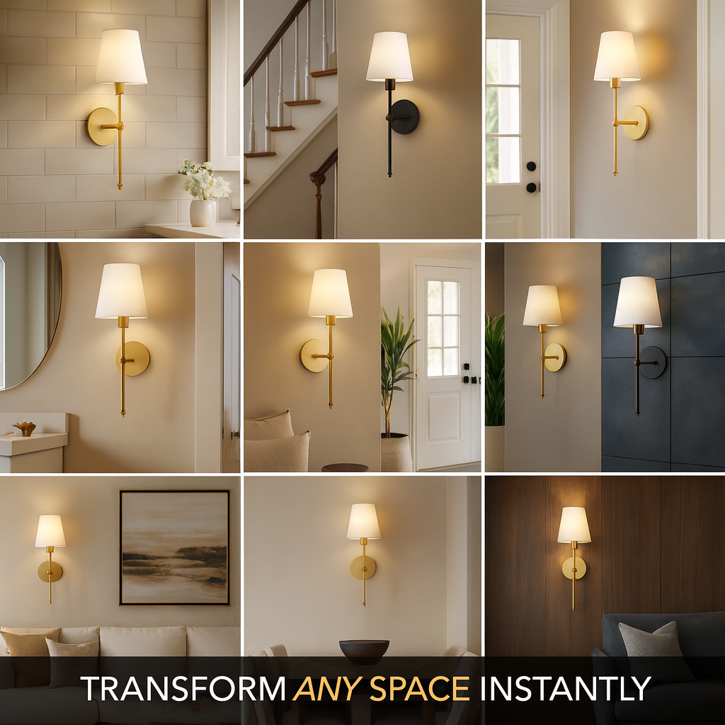 Wireless wall sconces for renters, no drill, rechargeable LED with remote