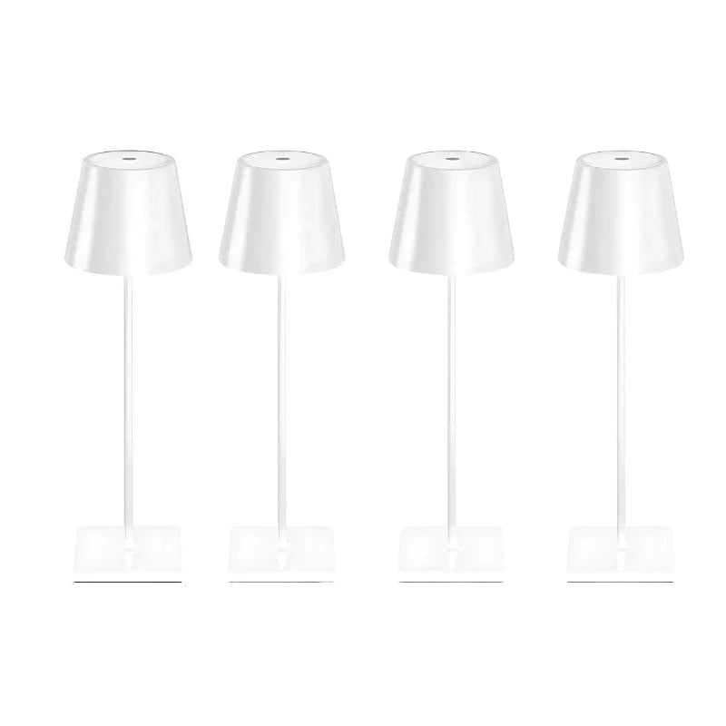 Cordless waterproof table lamp on an outdoor dining table for patio use