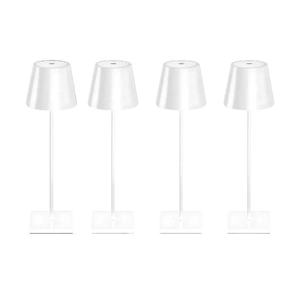 Cordless waterproof table lamp on an outdoor dining table for patio use