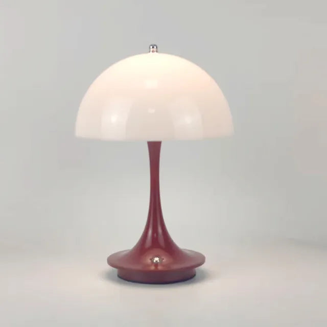 Cordless touch dimmable LED table lamp with white frame and polished chrome finish for modern apartments
