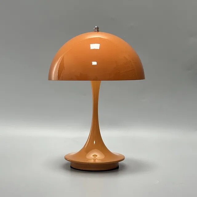 Cordless touch dimmable LED table lamp with white frame and polished chrome finish for modern apartments
