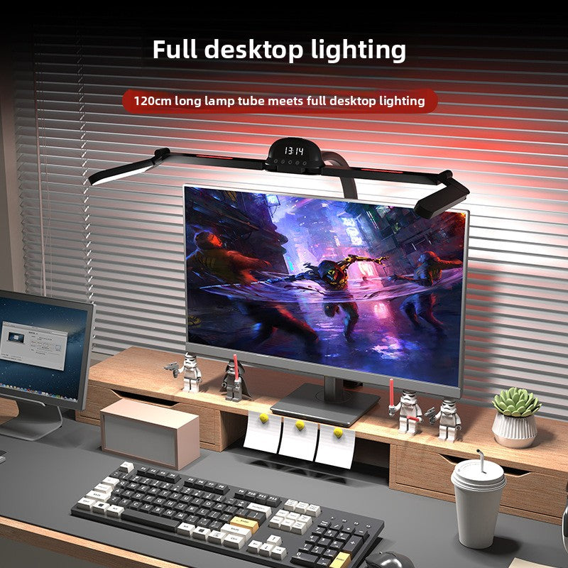 Dual-head LED desk lamp with adjustable gooseneck arms for architects