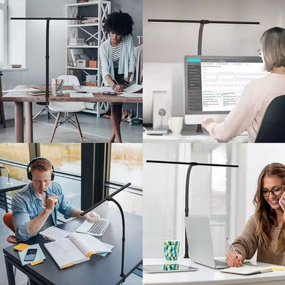 Architect clamp desk lamp with ultra-wide LED light bar for multi-monitor setups