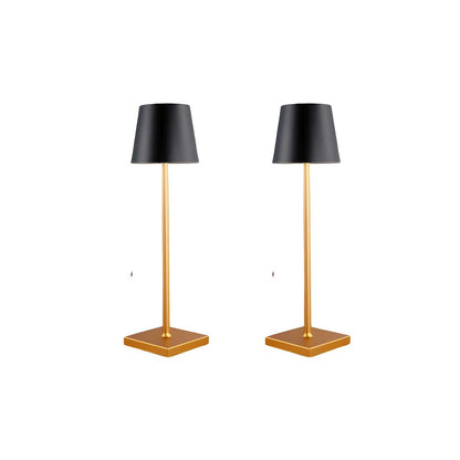 Cordless waterproof table lamp on an outdoor dining table for patio use