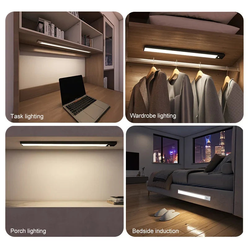 Wireless motion sensor light with magnetic mount for renters
