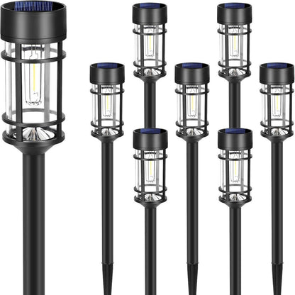 Decorative solar path light with tungsten wire for garden walkways