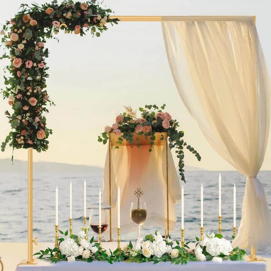 Elegant gold table arch stand with clamps for party decor