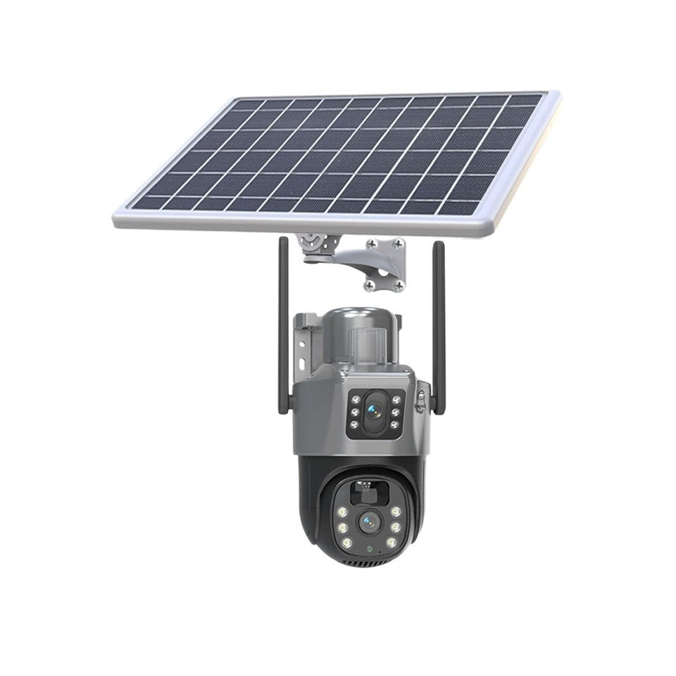 4G solar security camera with dual lens and PTZ for remote properties