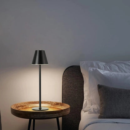Cordless rechargeable table lamp with touch control for outdoor dining
